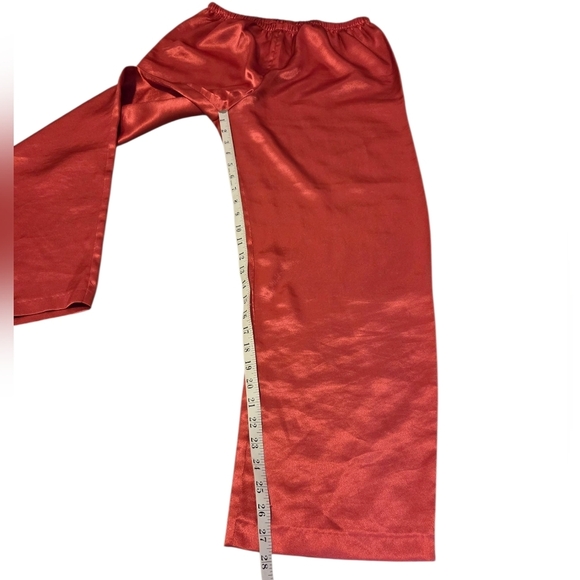 Oscar De La Renta Pink Label Silky Satin Coral Pink Lace 2 Piece Matching Set Pj - Picture 6 of 12